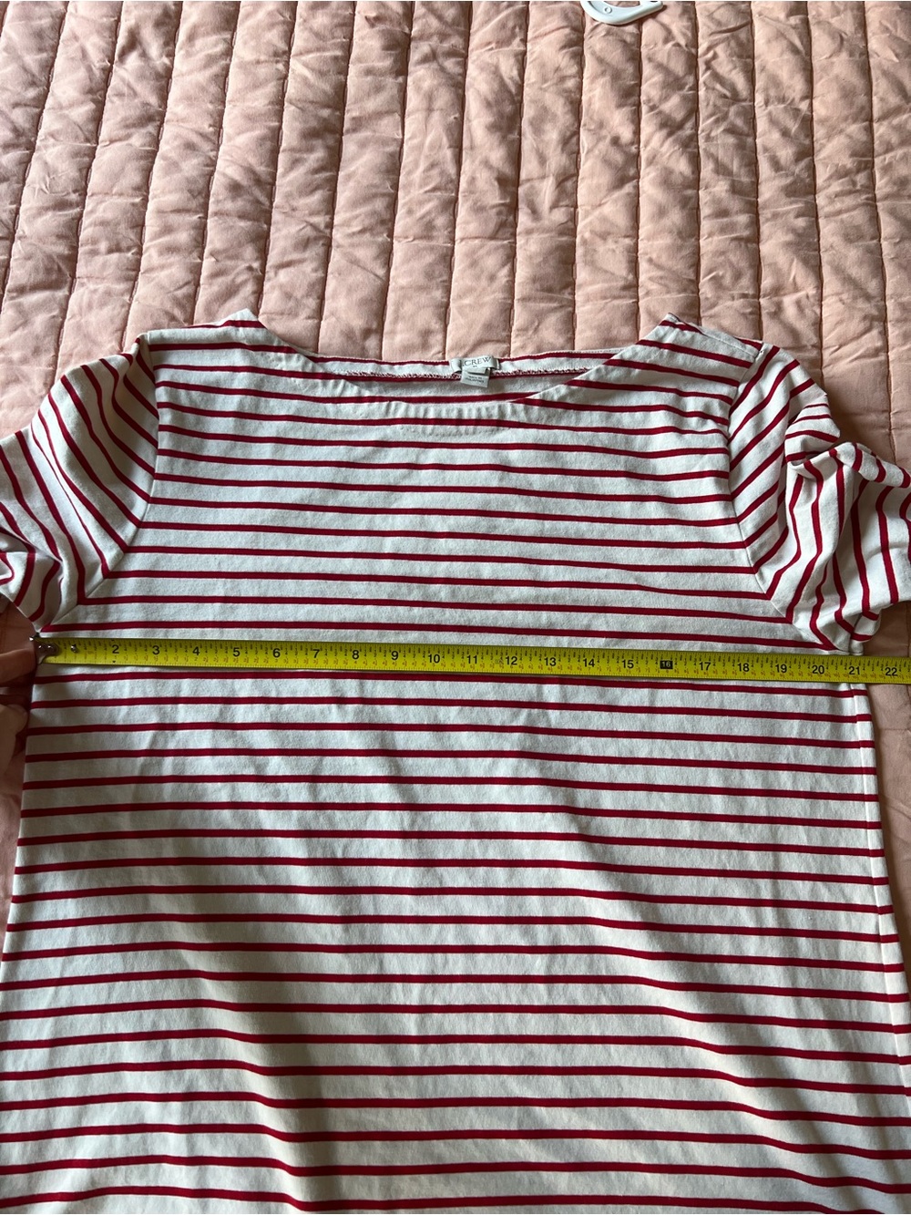J. Crew White Long Sleeve Boatneck Tee Red Stripes 100% Cotton Preppy Size XL - Picture 5 of 8